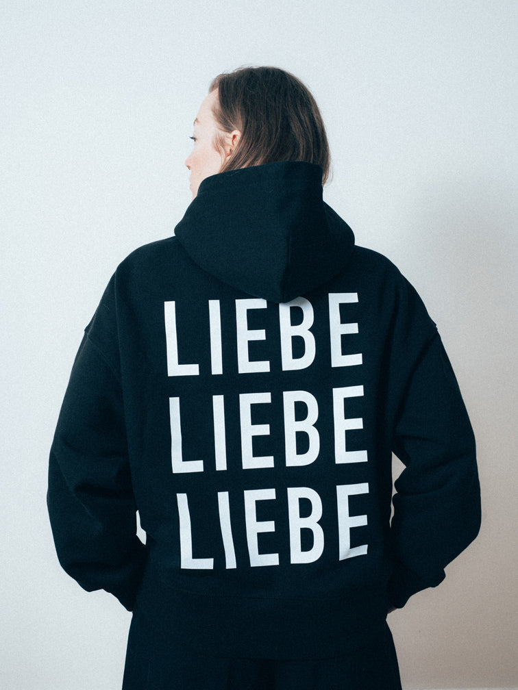 LIEBE LIEBE LIEBE Unisex-Hoodie Oversized (Black)